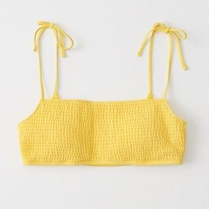 NWT! Abercrombie & Fitch Yellow Smocked Scoop Bikini Top